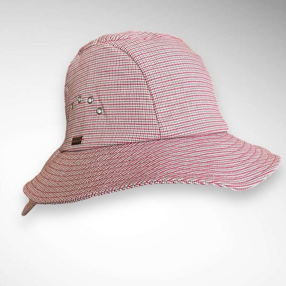 BETMAR Women's Knotted Cotton Cloche Hat Red Houndstooth | EUC - Picture 8 of 10